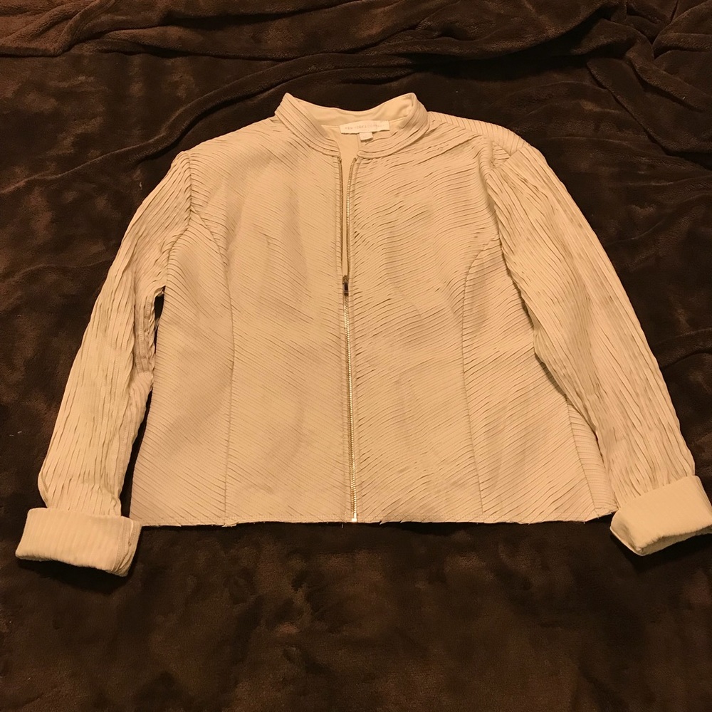 Cream faux leather motorcycle jacket